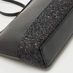 Pre Owned Kate Spade Black Glitter and Leather Ramey Greta Court Crossbody Bag