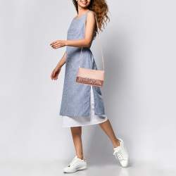 Kate Spade Pink Glitter and Leather Ramey Greta Court Crossbody Bag