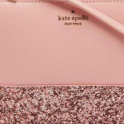 Kate Spade Pink Glitter and Leather Ramey Greta Court Crossbody Bag