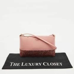 Kate Spade Pink Glitter and Leather Ramey Greta Court Crossbody Bag