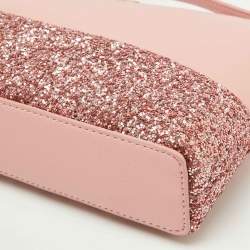 Kate Spade Pink Glitter and Leather Ramey Greta Court Crossbody Bag