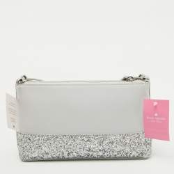 Kate Spade Grey Glitter and Leather Ramey Greta Court Crossbody Bag
