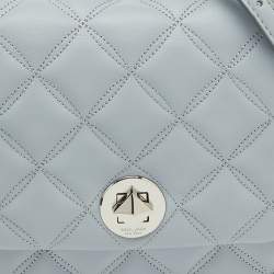 Pre Owned Kate Spade Light Blue Quilted Leather Natalia Square Top Handle Bag