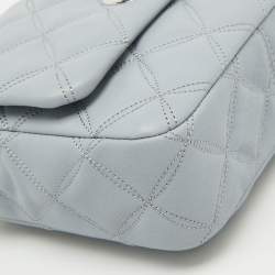 Pre Owned Kate Spade Light Blue Quilted Leather Natalia Square Top Handle Bag