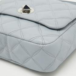 Pre Owned Kate Spade Light Blue Quilted Leather Natalia Square Top Handle Bag