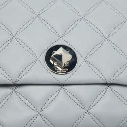 Pre Owned Kate Spade Light Blue Quilted Leather Natalia Square Top Handle Bag