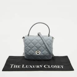 Pre Owned Kate Spade Light Blue Quilted Leather Natalia Square Top Handle Bag