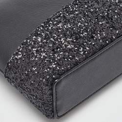 Pre Owned Kate Spade Black Glitter and Leather Ramey Greta Court Crossbody Bag