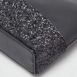 Pre Owned Kate Spade Black Glitter and Leather Ramey Greta Court Crossbody Bag