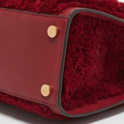 Pre Owned Kate Spade Red Leather and Shearling Manhattan Cable Tote