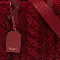 Pre Owned Kate Spade Red Leather and Shearling Manhattan Cable Tote