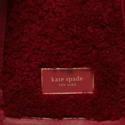 Pre Owned Kate Spade Red Leather and Shearling Manhattan Cable Tote