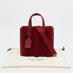 Pre Owned Kate Spade Red Leather and Shearling Manhattan Cable Tote