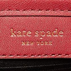 Pre Owned Kate Spade Red Leather and Shearling Manhattan Cable Tote