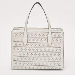 Kate Spade White Perforated Leather Rowe Tote