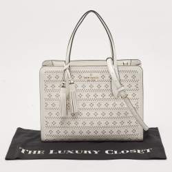 Kate Spade White Perforated Leather Rowe Tote