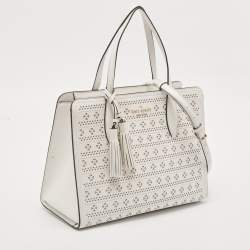 Kate Spade White Perforated Leather Rowe Tote