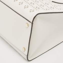 Kate Spade White Perforated Leather Rowe Tote
