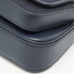 Kate Spade Navy Blue Denim and Saffiano Leather Double Up Crossbody Bag