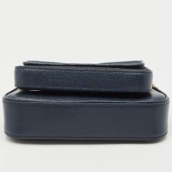 Kate Spade Navy Blue Denim and Saffiano Leather Double Up Crossbody Bag