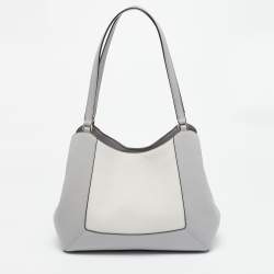 Pre Owned حقيبة كتف كيت سبيد رمادي/أبيض جلد بثلاثة أقسام لينا