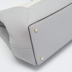 Pre Owned حقيبة كتف كيت سبيد رمادي/أبيض جلد بثلاثة أقسام لينا