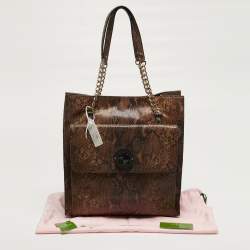 Pre Owned حقيبة يد كيت سبيد South Kensington جلد بنمط ثعبان بيج/ رمادية