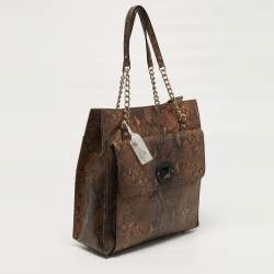 Pre Owned حقيبة يد كيت سبيد South Kensington جلد بنمط ثعبان بيج/ رمادية