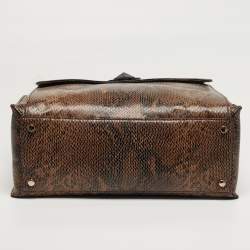 Pre Owned حقيبة يد كيت سبيد South Kensington جلد بنمط ثعبان بيج/ رمادية