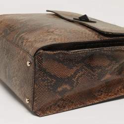 Pre Owned حقيبة يد كيت سبيد South Kensington جلد بنمط ثعبان بيج/ رمادية