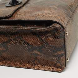 Pre Owned حقيبة يد كيت سبيد South Kensington جلد بنمط ثعبان بيج/ رمادية