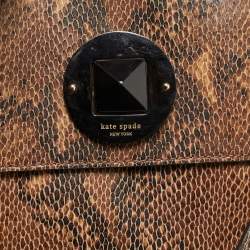 Pre Owned حقيبة يد كيت سبيد South Kensington جلد بنمط ثعبان بيج/ رمادية