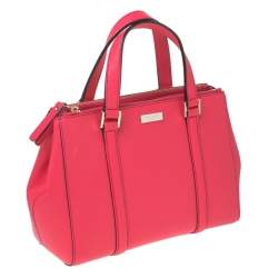 Pre Owned Kate Spade Hot Pink Leather Small Newberry Lane Loden Top Handle Bag