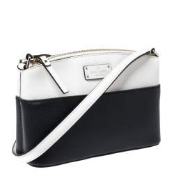Pre Owned Kate Spade Black/White Leather Grove Street Millie Crossbody Bag