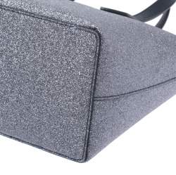 Pre Owned Kate Spade Sliver/Blue Glitter Leather Joeyley Tote