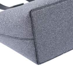 Pre Owned Kate Spade Sliver/Blue Glitter Leather Joeyley Tote