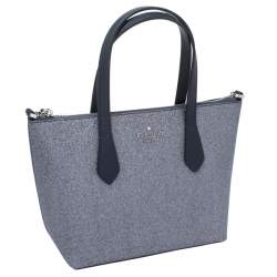 Pre Owned Kate Spade Sliver/Blue Glitter Leather Joeyley Tote
