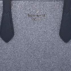 Pre Owned Kate Spade Sliver/Blue Glitter Leather Joeyley Tote