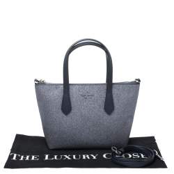 Pre Owned Kate Spade Sliver/Blue Glitter Leather Joeyley Tote