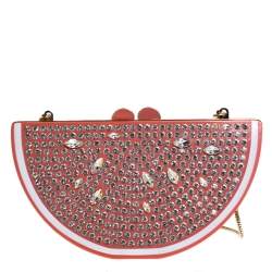 Kate Spade Coral Crystal Embellished Resin Flights Of Fancy Grapefruit Slice Clutch