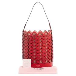 Pre Owned Kate Spade Red Leather Dorie Medium Bucket Bag