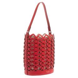 Pre Owned Kate Spade Red Leather Dorie Medium Bucket Bag
