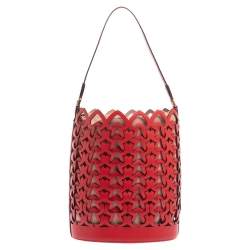 Pre Owned Kate Spade Red Leather Dorie Medium Bucket Bag