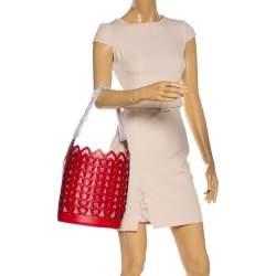 Pre Owned Kate Spade Red Leather Dorie Medium Bucket Bag