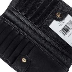 Pre Owned Kate Spade Black Leather Crystal Studded Wallet
