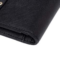 Pre Owned Kate Spade Black Leather Crystal Studded Wallet