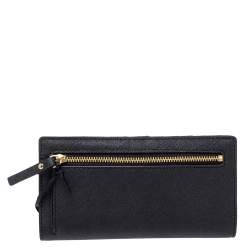 Pre Owned Kate Spade Black Leather Crystal Studded Wallet