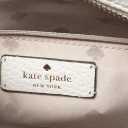 مملوكة مسبقًا حقيبة يد كيت سبيد روي صغيرة جلد مخرم أبيض 