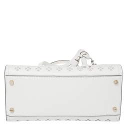 مملوكة مسبقًا حقيبة يد كيت سبيد روي صغيرة جلد مخرم أبيض 