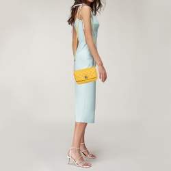 Pre Owned حقيبة كروس كيت سبيد قلاب قفل دوار جلد مبطن أصفر 